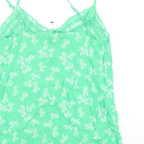 Marks and Spencer Womens Green Floral Viscose Camisole Tank Size 6 V-Neck