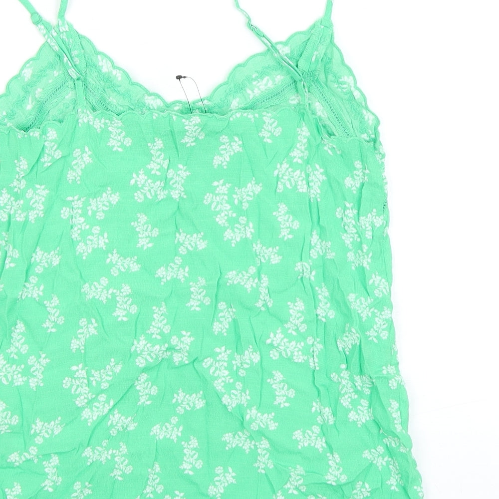 Marks and Spencer Womens Green Floral Viscose Camisole Tank Size 6 V-Neck