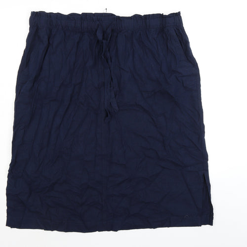 Marks and Spencer Womens Blue Linen Straight & Pencil Skirt Size 24 - Elasticated Waist