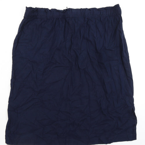 Marks and Spencer Womens Blue Linen Straight & Pencil Skirt Size 24 - Elasticated Waist