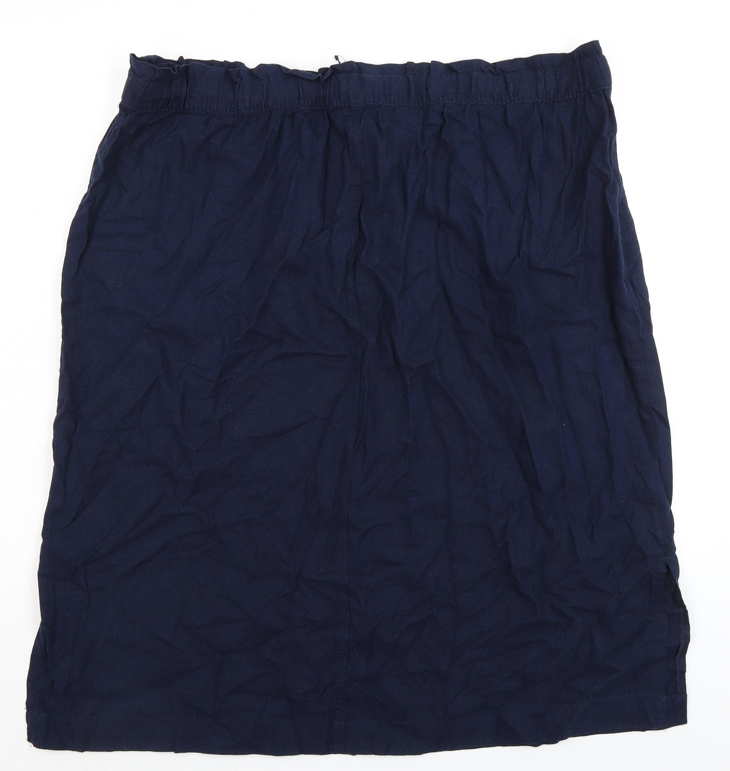 Marks and Spencer Womens Blue Linen Straight & Pencil Skirt Size 24 - Elasticated Waist