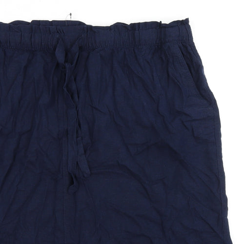 Marks and Spencer Womens Blue Linen Straight & Pencil Skirt Size 24 - Elasticated Waist