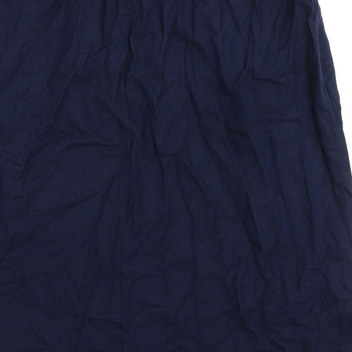 Marks and Spencer Womens Blue Linen Straight & Pencil Skirt Size 24 - Elasticated Waist