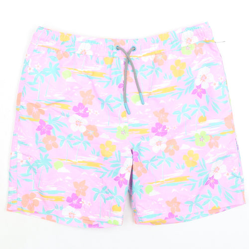 Marks and Spencer Girls Purple Floral 100% Polyester Bermuda Shorts Size 12-13 Years L6 in Regular Tie