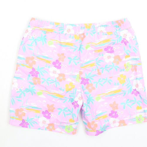 Marks and Spencer Girls Purple Floral 100% Polyester Bermuda Shorts Size 12-13 Years L6 in Regular Tie