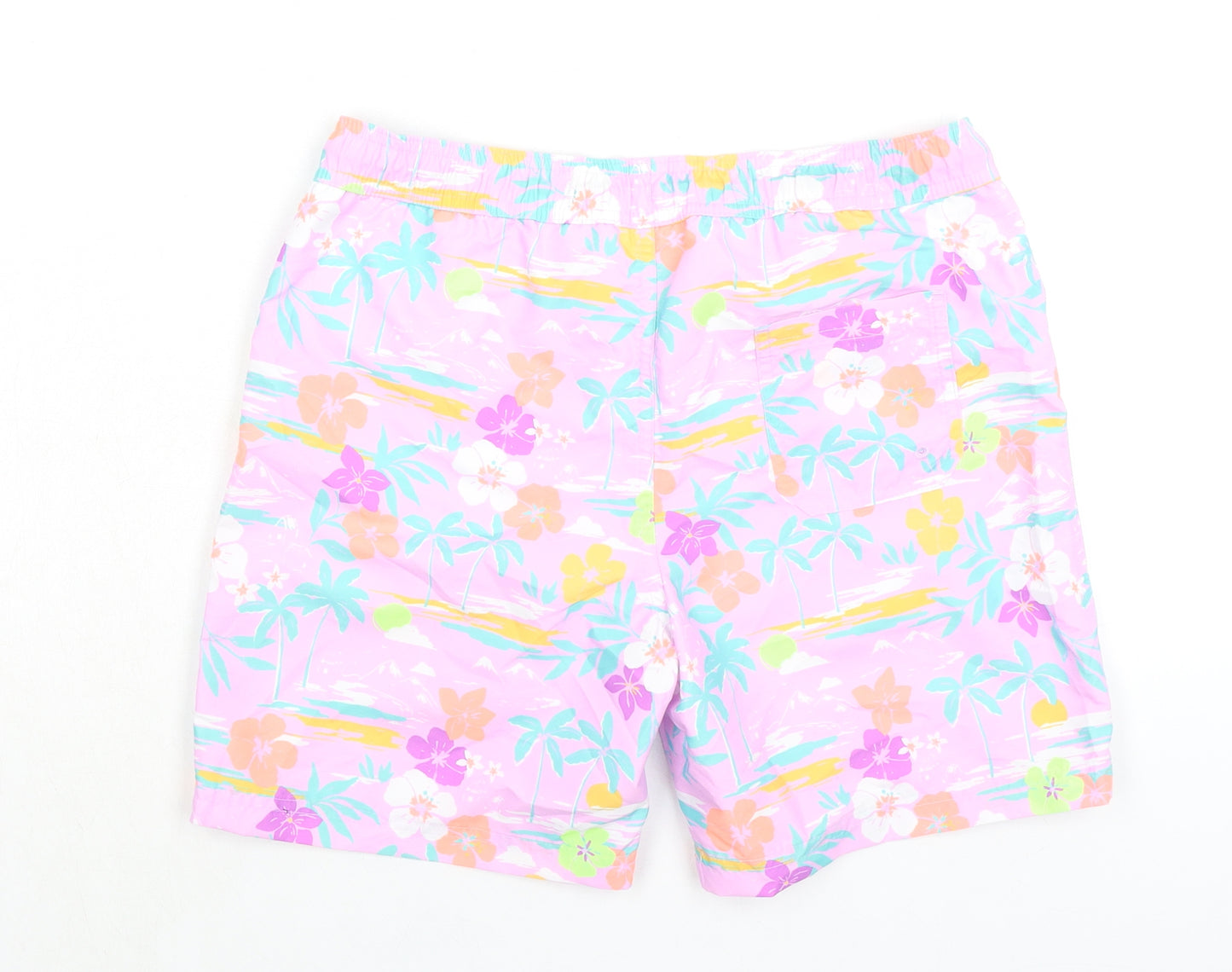 Marks and Spencer Girls Purple Floral 100% Polyester Bermuda Shorts Size 12-13 Years L6 in Regular Tie
