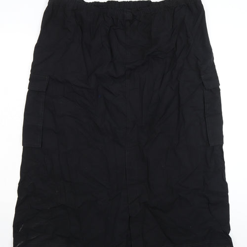 Marks and Spencer Womens Black Cotton A-Line Skirt Size 24 Drawstring - Cargo
