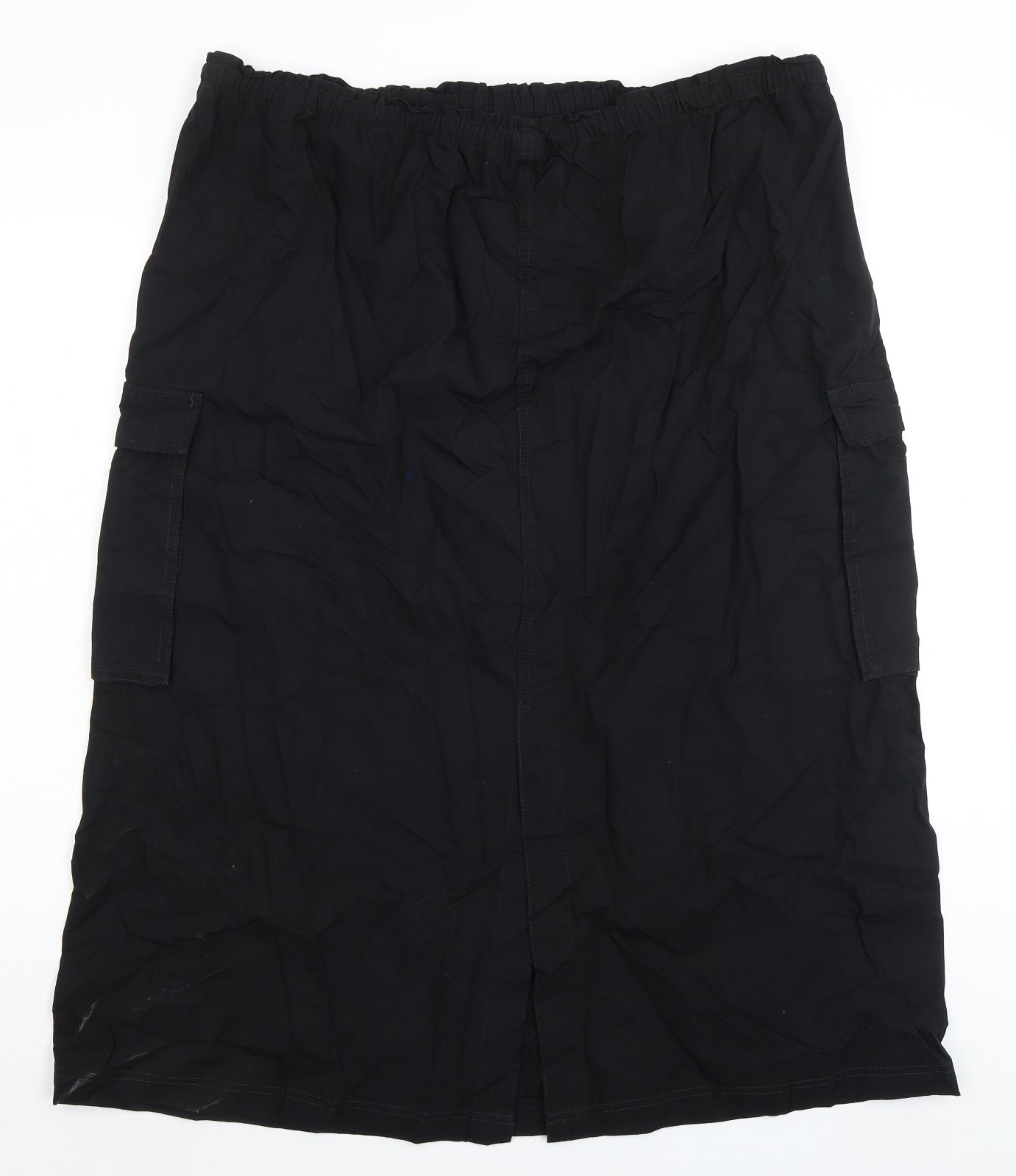 Marks and Spencer Womens Black Cotton A-Line Skirt Size 24 Drawstring - Cargo