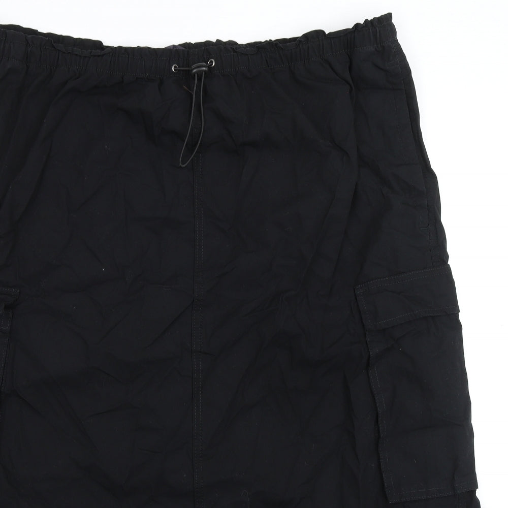 Marks and Spencer Womens Black Cotton A-Line Skirt Size 24 Drawstring - Cargo