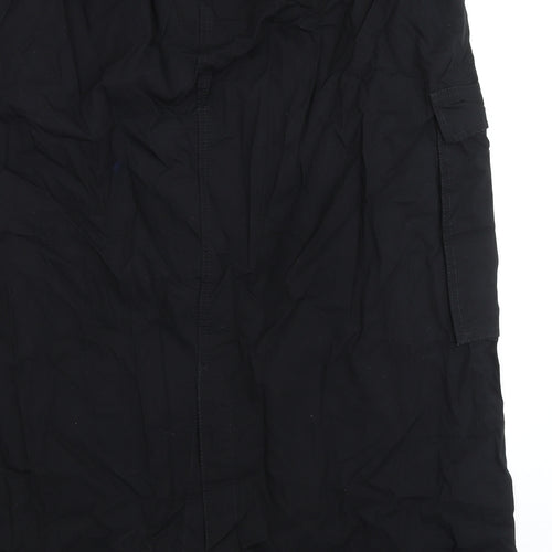 Marks and Spencer Womens Black Cotton A-Line Skirt Size 24 Drawstring - Cargo