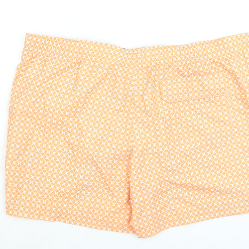 Marks and Spencer Mens Orange Geometric Polyester Bermuda Shorts Size 3XL L6 in Regular Drawstring - Swim Shorts