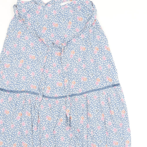 Marks and Spencer Womens Blue Floral Viscose Peasant Skirt Size 10 Zip - Belted