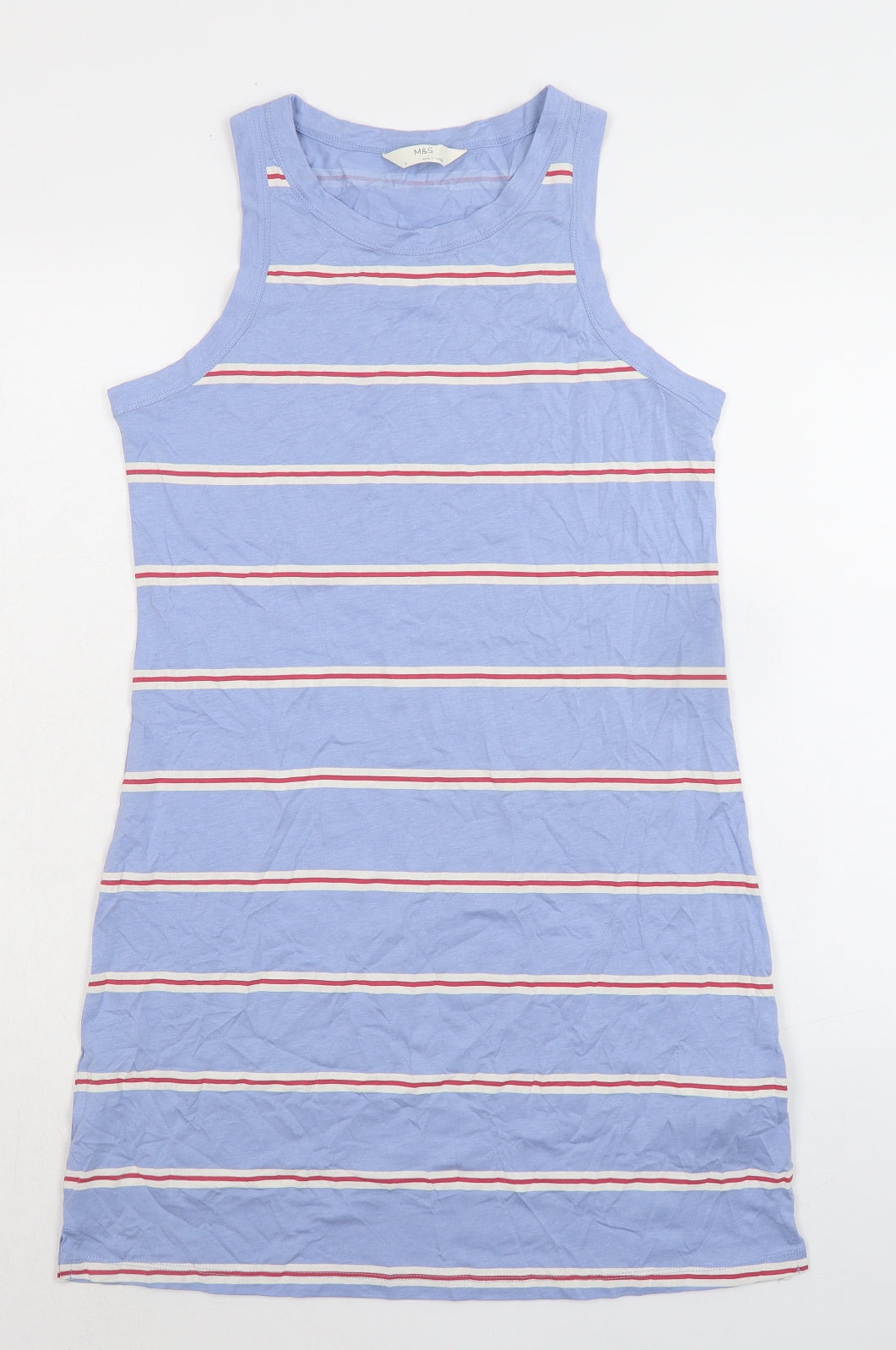 Marks and Spencer Womens Blue Striped Cotton Cami Nightshirt Size M