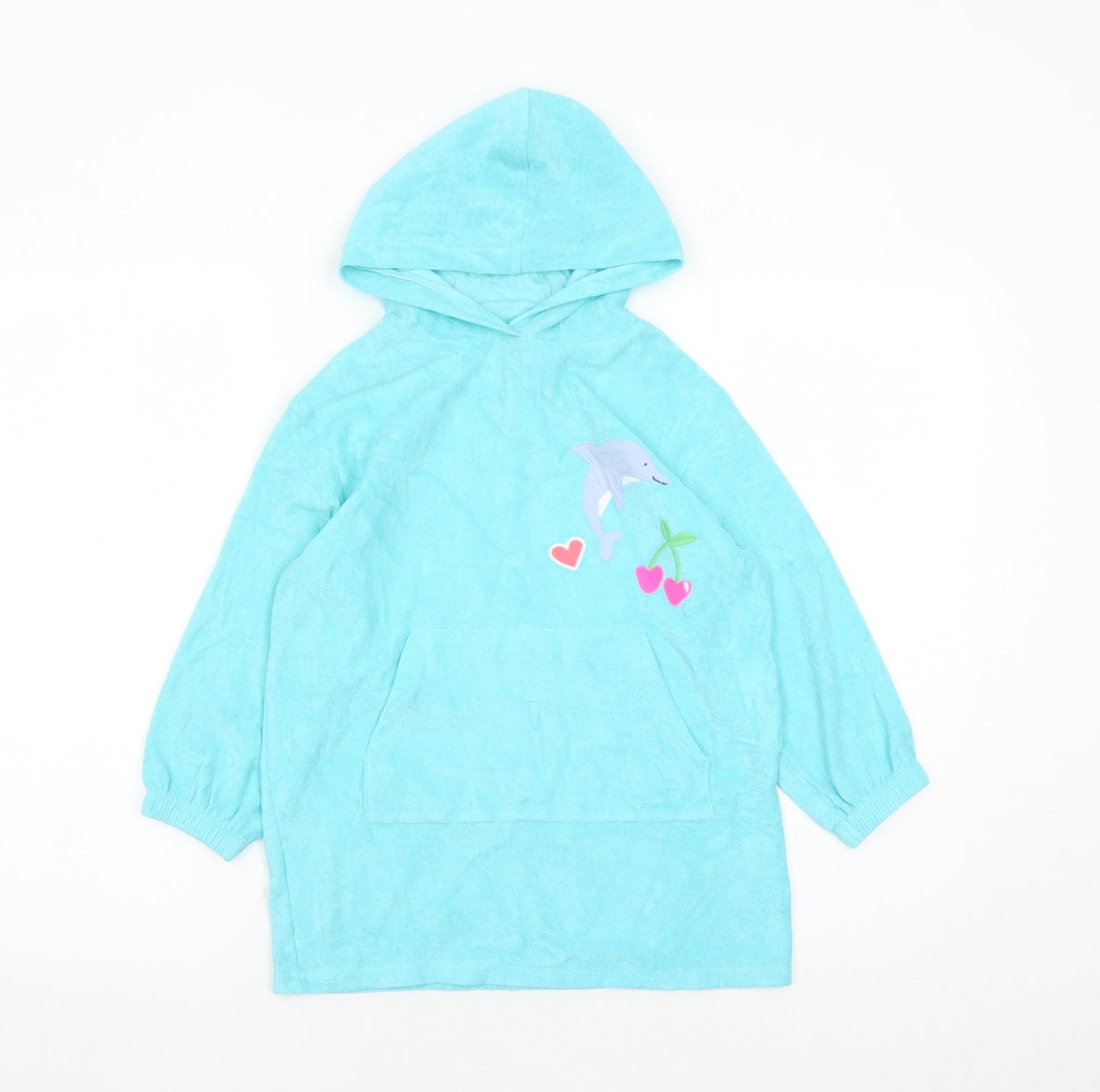 Marks and Spencer Girls Blue Cotton Pullover Hoodie Size 5-6 Years Pullover - Beach Hoodie