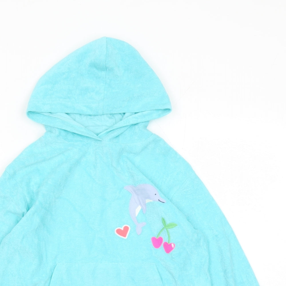 Marks and Spencer Girls Blue Cotton Pullover Hoodie Size 5-6 Years Pullover - Beach Hoodie