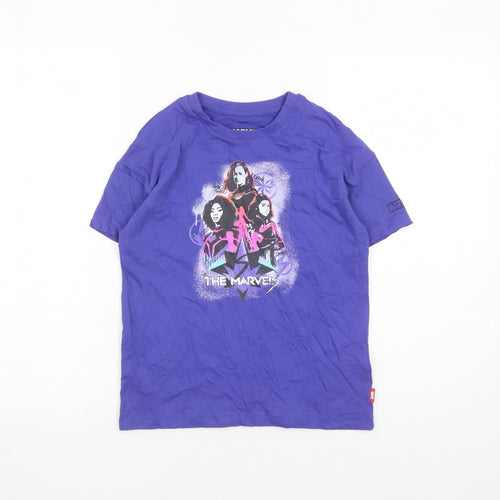 Marks and Spencer Girls Purple Cotton Basic T-Shirt Size 8-9 Years Crew Neck Pullover - Marvel