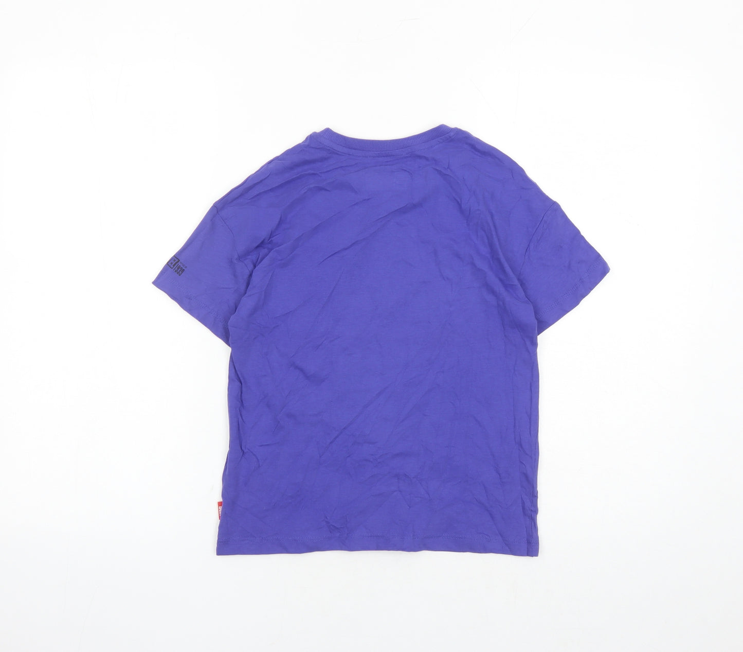 Marks and Spencer Girls Purple Cotton Basic T-Shirt Size 8-9 Years Crew Neck Pullover - Marvel