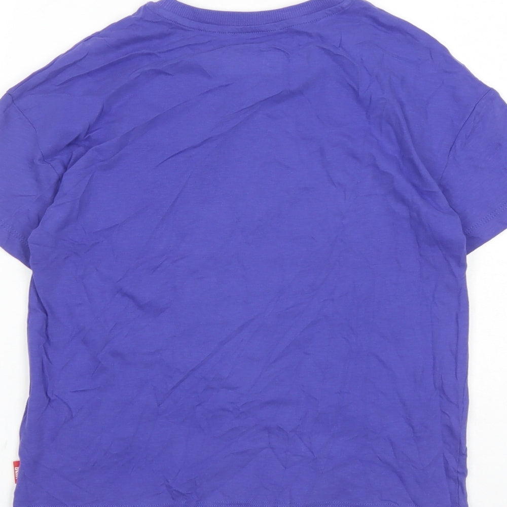 Marks and Spencer Girls Purple Cotton Basic T-Shirt Size 8-9 Years Crew Neck Pullover - Marvel