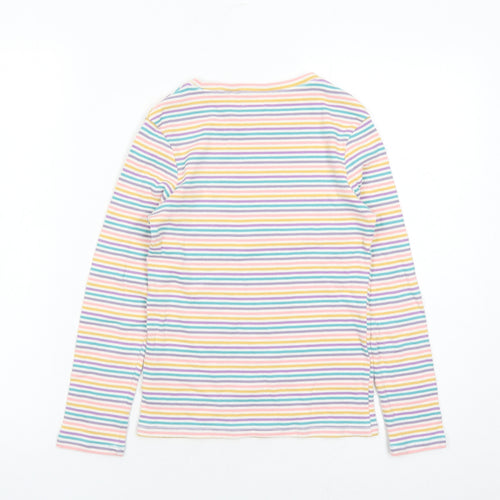 NEXT Girls Multicoloured Striped Cotton Basic Casual Size 11 Years Round Neck Pullover