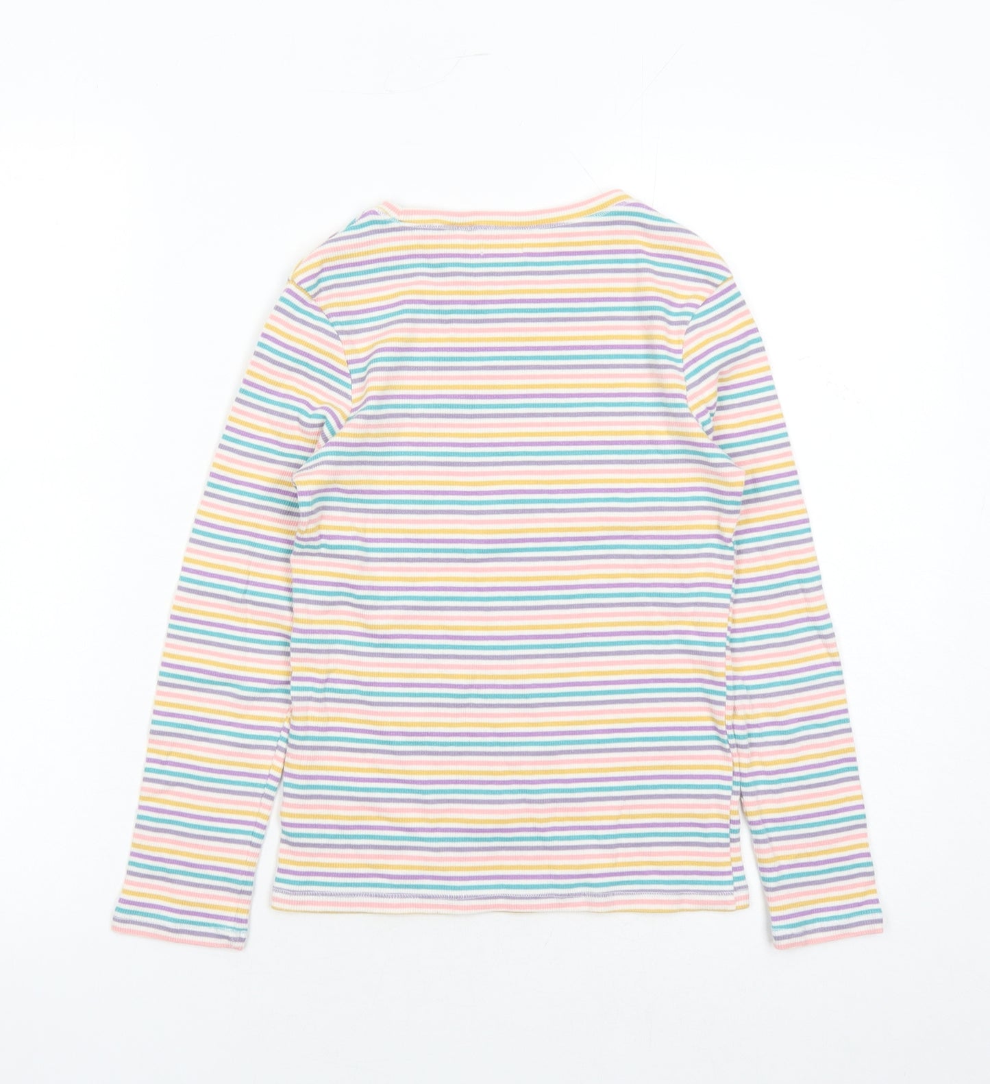 NEXT Girls Multicoloured Striped Cotton Basic Casual Size 11 Years Round Neck Pullover