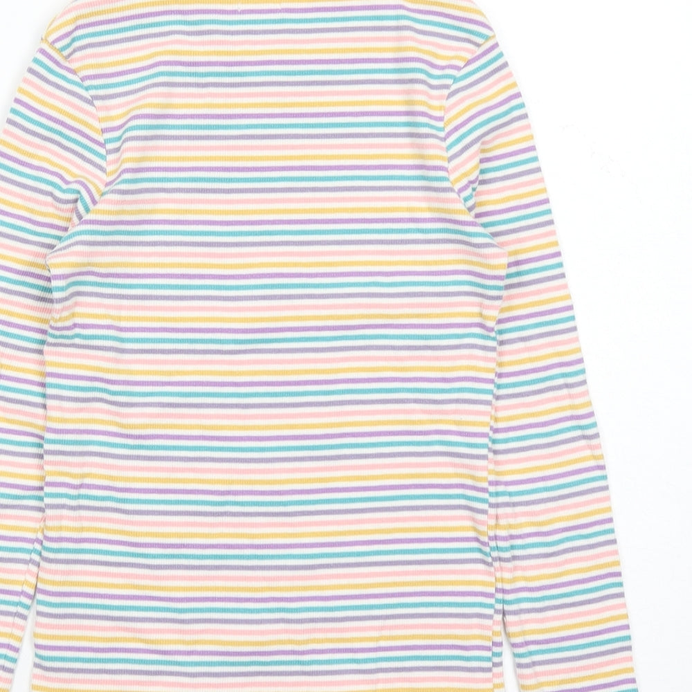 NEXT Girls Multicoloured Striped Cotton Basic Casual Size 11 Years Round Neck Pullover