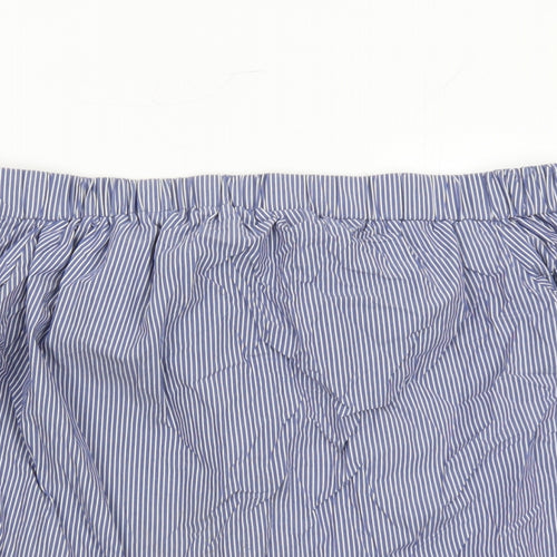 Topshop Womens Blue Striped Cotton Basic Blouse Size 10 Off the Shoulder