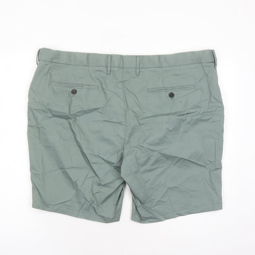 Marks and Spencer Mens Green Cotton Chino Shorts Size 44 in L9 in Regular Zip - Pockets