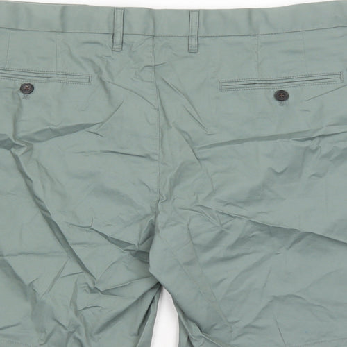 Marks and Spencer Mens Green Cotton Chino Shorts Size 44 in L9 in Regular Zip - Pockets