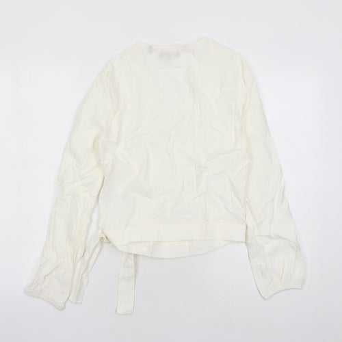 Superdry Womens Ivory Geometric Viscose Wrap Blouse Size 10 V-Neck