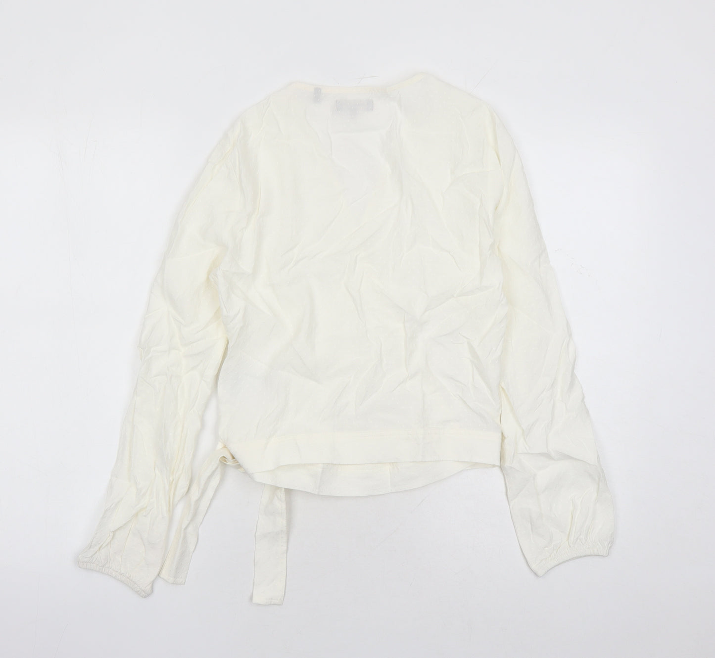 Superdry Womens Ivory Geometric Viscose Wrap Blouse Size 10 V-Neck