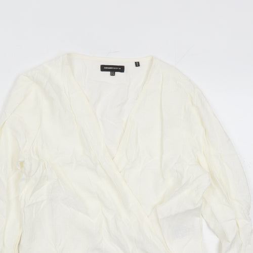 Superdry Womens Ivory Geometric Viscose Wrap Blouse Size 10 V-Neck