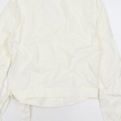 Superdry Womens Ivory Geometric Viscose Wrap Blouse Size 10 V-Neck