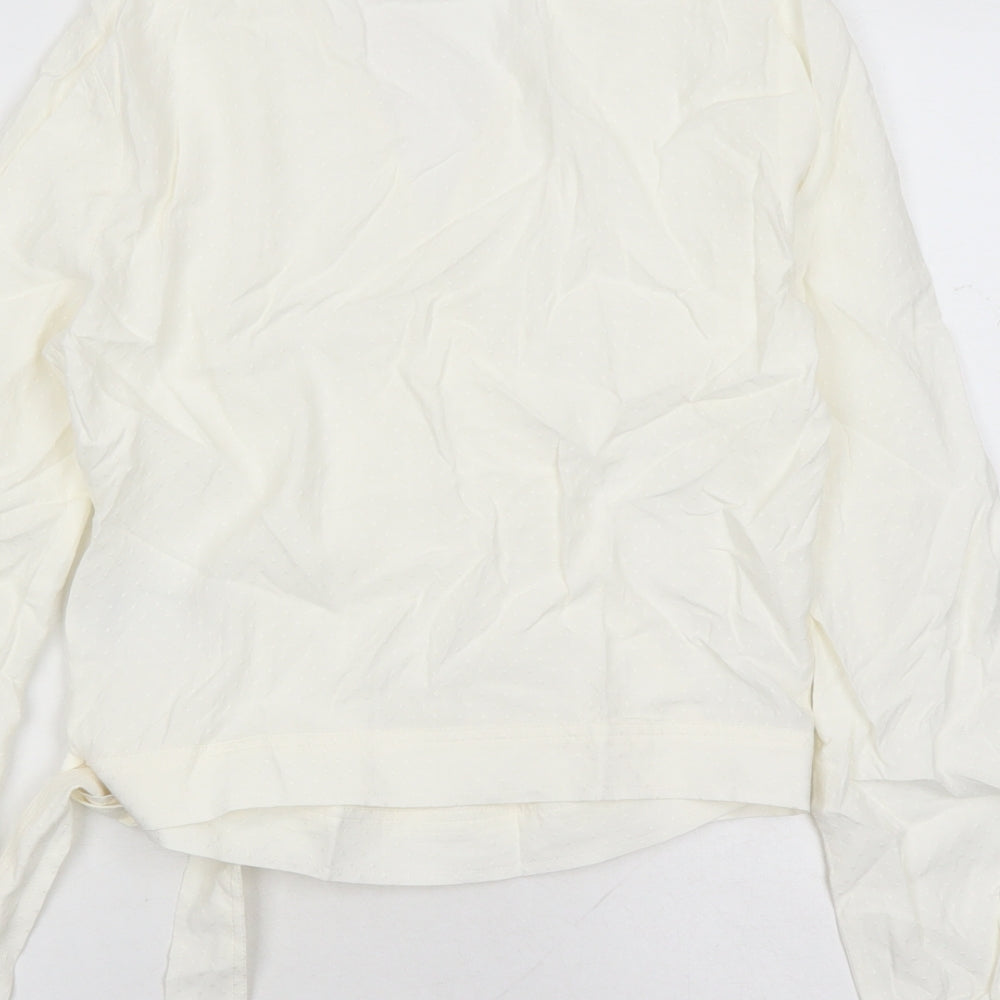 Superdry Womens Ivory Geometric Viscose Wrap Blouse Size 10 V-Neck