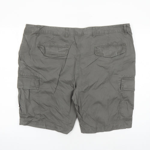 Marks and Spencer Mens Green Cotton Cargo Shorts Size 44 in L9 in Regular Zip - Pockets