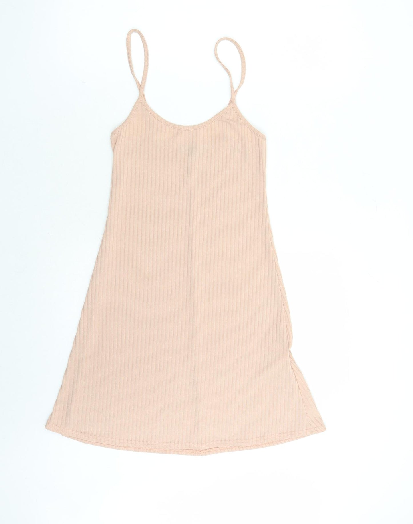 New Look Womens Beige Polyester Tank Dress Size 8 Round Neck Pullover