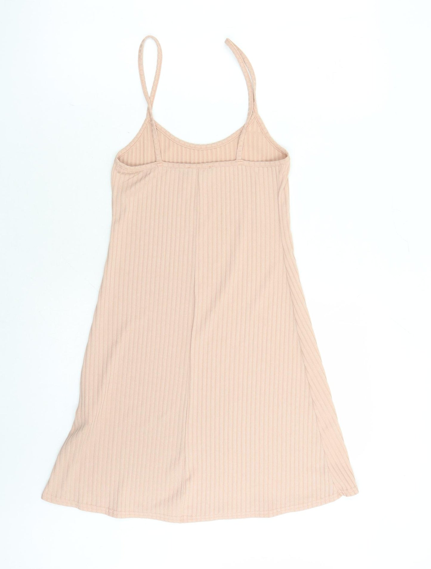 New Look Womens Beige Polyester Tank Dress Size 8 Round Neck Pullover