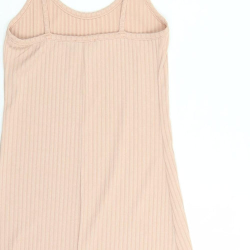 New Look Womens Beige Polyester Tank Dress Size 8 Round Neck Pullover