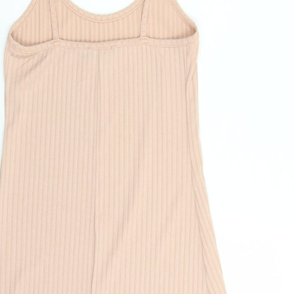 New Look Womens Beige Polyester Tank Dress Size 8 Round Neck Pullover