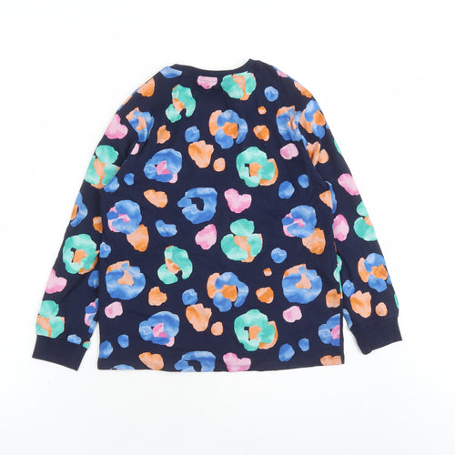NEXT Girls Blue Geometric Cotton Basic Casual Size 11 Years Round Neck Pullover