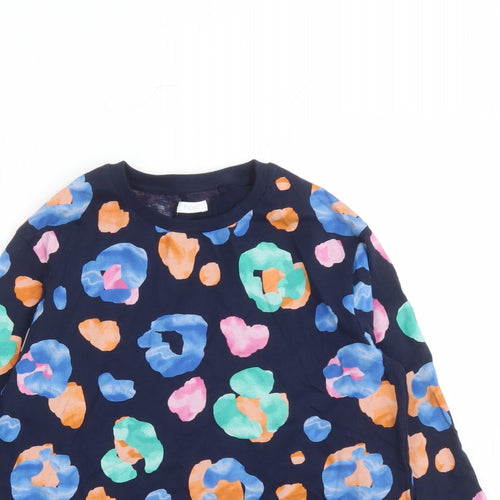 NEXT Girls Blue Geometric Cotton Basic Casual Size 11 Years Round Neck Pullover