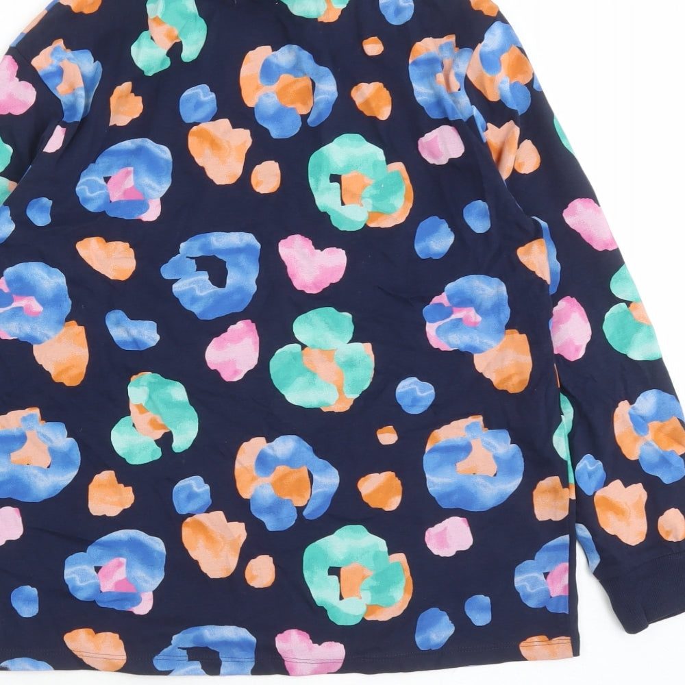 NEXT Girls Blue Geometric Cotton Basic Casual Size 11 Years Round Neck Pullover