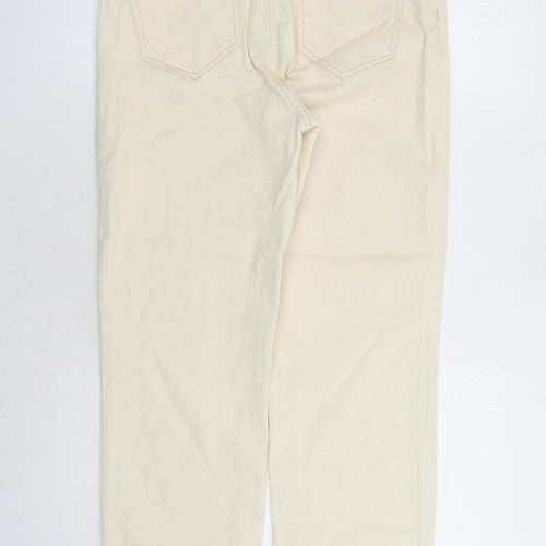 Lands' End Womens Ivory Cotton Straight Jeans Size 12 L27 in Regular Zip - Pockets