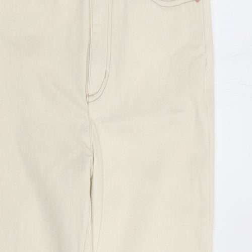 Lands' End Womens Ivory Cotton Straight Jeans Size 12 L27 in Regular Zip - Pockets