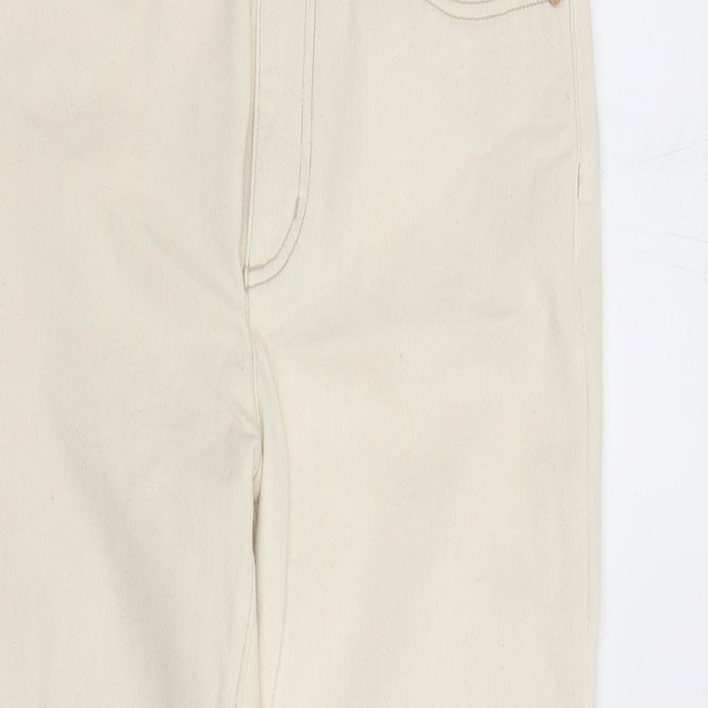 Lands' End Womens Ivory Cotton Straight Jeans Size 12 L27 in Regular Zip - Pockets