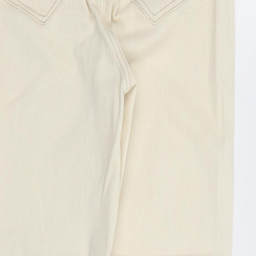 Lands' End Womens Ivory Cotton Straight Jeans Size 12 L27 in Regular Zip - Pockets