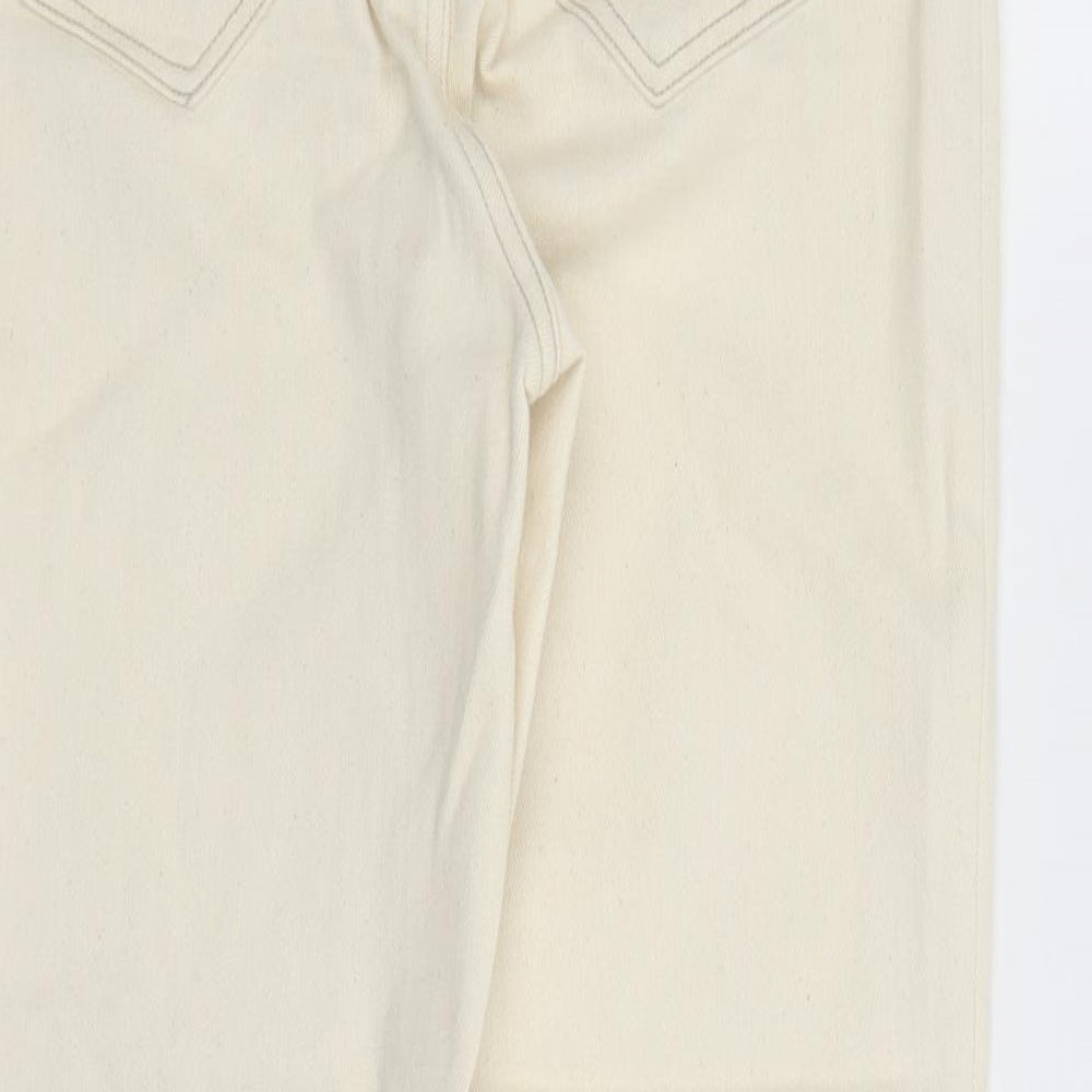Lands' End Womens Ivory Cotton Straight Jeans Size 12 L27 in Regular Zip - Pockets