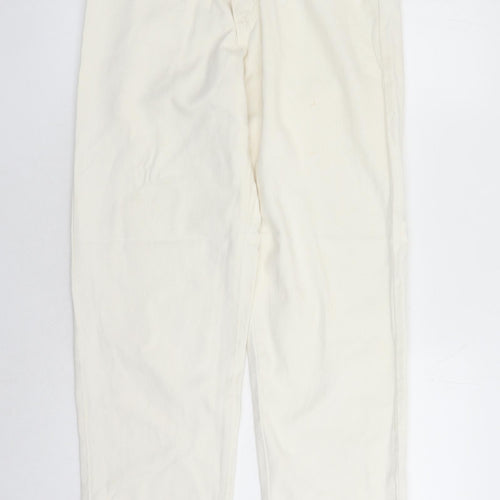 Wall St Womens Ivory Cotton Straight Jeans Size 12 L30 in Regular Zip - Pockets