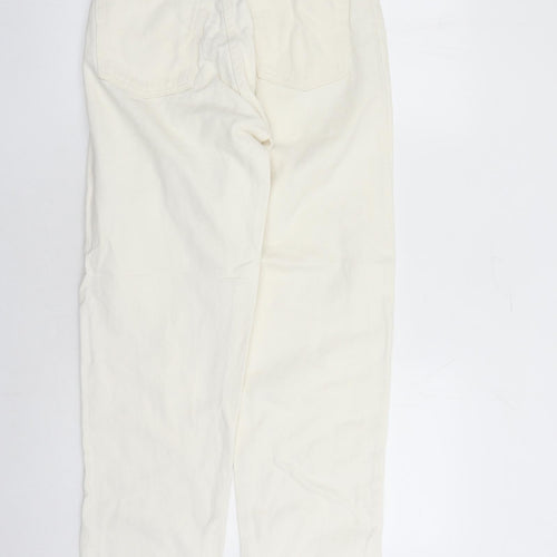 Wall St Womens Ivory Cotton Straight Jeans Size 12 L30 in Regular Zip - Pockets
