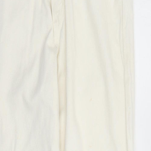 Wall St Womens Ivory Cotton Straight Jeans Size 12 L30 in Regular Zip - Pockets
