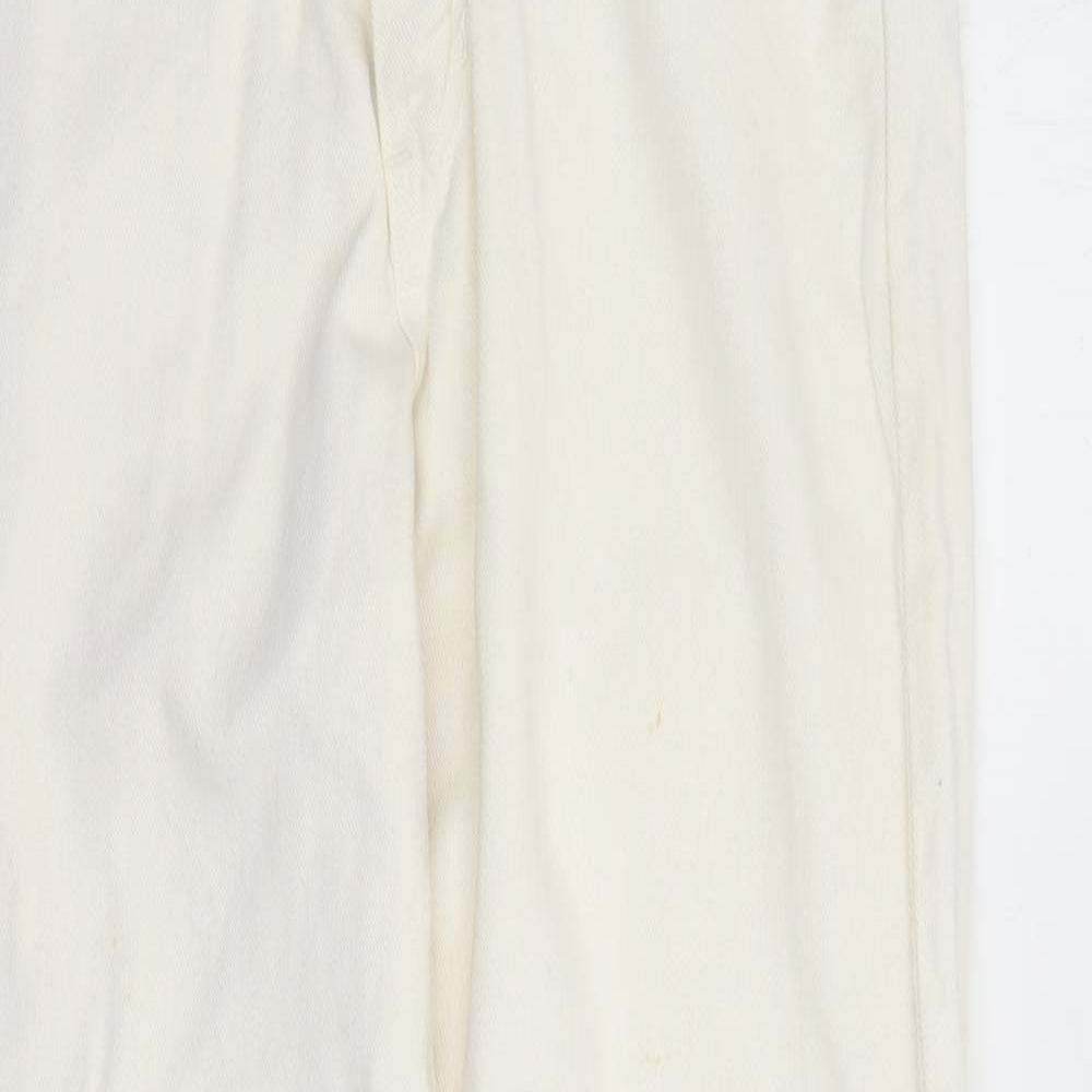 Wall St Womens Ivory Cotton Straight Jeans Size 12 L30 in Regular Zip - Pockets